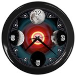 4 Moons Wall Clock (Black with 4 black numbers)
