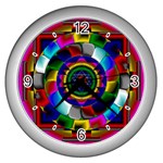 Sri Yantra Wall Clock (Silver with 4 black numbers)