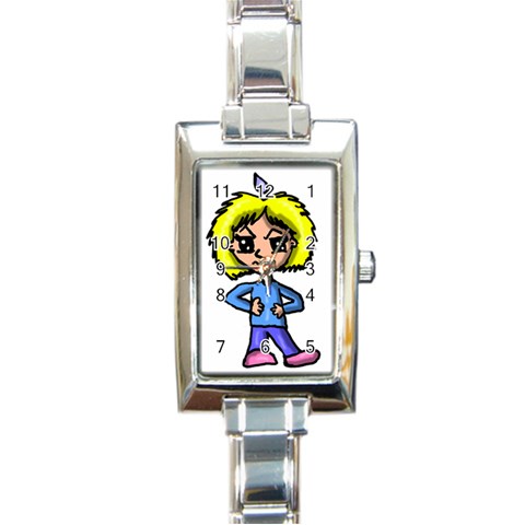 Anime Girl Rectangular Italian Charm Watch from UrbanLoad.com Front