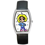 Anime Girl Barrel Style Metal Watch