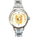 golden 2 Round Italian Charm Watch