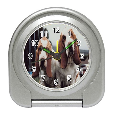 basset hounds two Travel Alarm Clock from UrbanLoad.com Front