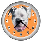 american bulldog Wall Clock (Silver)