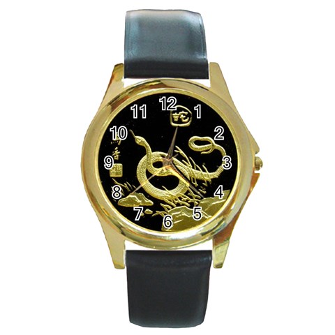 ChiSnake Round Gold Metal Watch from UrbanLoad.com Front