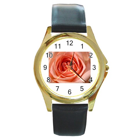 Flower 2 Round Gold Metal Watch from UrbanLoad.com Front