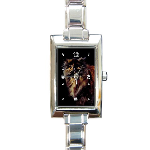 Tortoise Shell Cat D2 Rectangular Italian Charm Watch from UrbanLoad.com Front