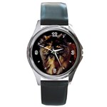 Tortoise Shell Cat D2 Round Metal Watch