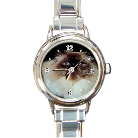 Blue Eyed Cat D2 Round Italian Charm Watch from UrbanLoad.com Front