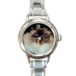 Blue Eyed Cat D2 Round Italian Charm Watch