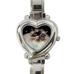 Blue Eyed Cat D2 Heart Italian Charm Watch