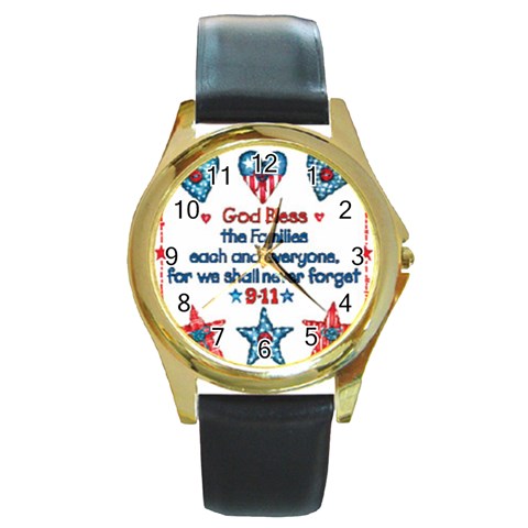 US Families Round Gold Metal Watch from UrbanLoad.com Front