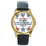 US Families Round Gold Metal Watch