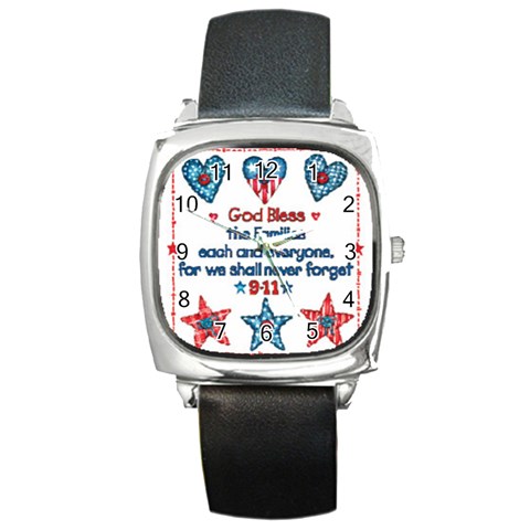 US Families Square Metal Watch from UrbanLoad.com Front