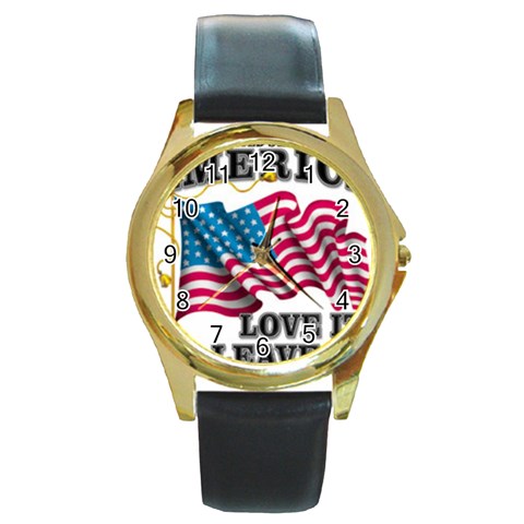America Round Gold Metal Watch from UrbanLoad.com Front
