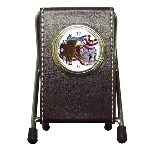Eagle Pen Holder Desk Clock from UrbanLoad.com Front