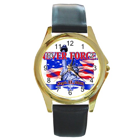 Never Forget Round Gold Metal Watch from UrbanLoad.com Front
