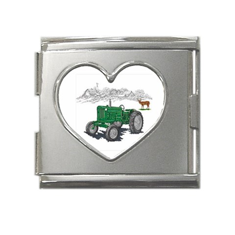 Farmer Mega Link Heart Italian Charm (18mm) from UrbanLoad.com Front