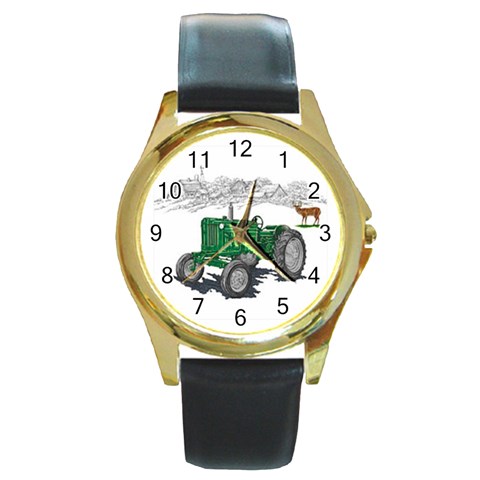 Farmer Round Gold Metal Watch from UrbanLoad.com Front