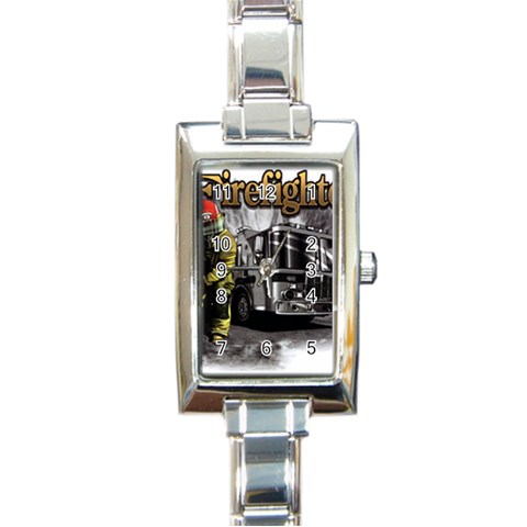 FireFighter Rectangular Italian Charm Watch from UrbanLoad.com Front
