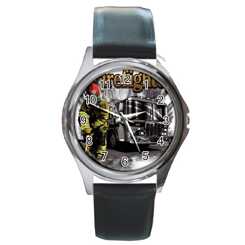 FireFighter Round Metal Watch from UrbanLoad.com Front