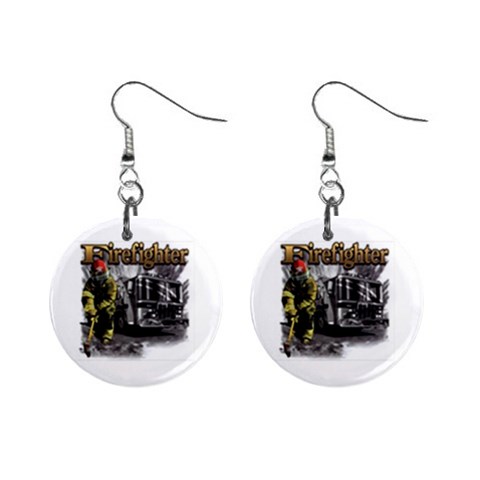 FireFighter 1  Button Earrings from UrbanLoad.com Front