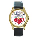 Assistant Round Gold Metal Watch