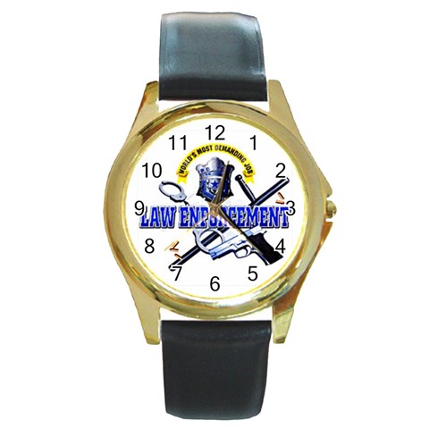 Law Round Gold Metal Watch from UrbanLoad.com Front