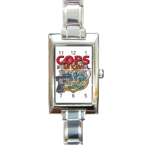 Cops Rectangular Italian Charm Watch from UrbanLoad.com Front