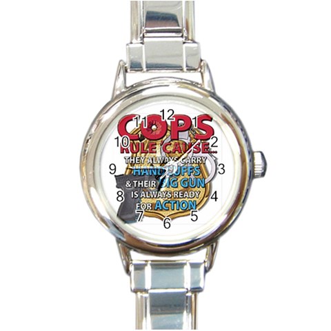 Cops Round Italian Charm Watch from UrbanLoad.com Front