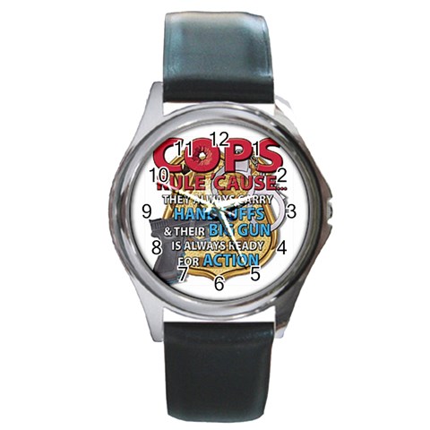 Cops Round Metal Watch from UrbanLoad.com Front