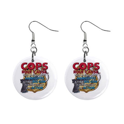 Cops 1  Button Earrings from UrbanLoad.com Front
