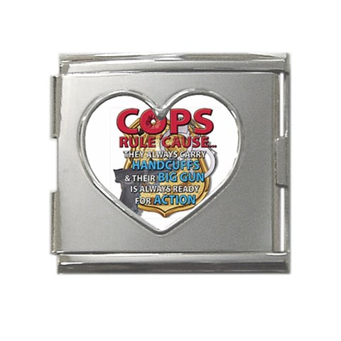 Cops Mega Link Heart Italian Charm (18mm) from UrbanLoad.com Front