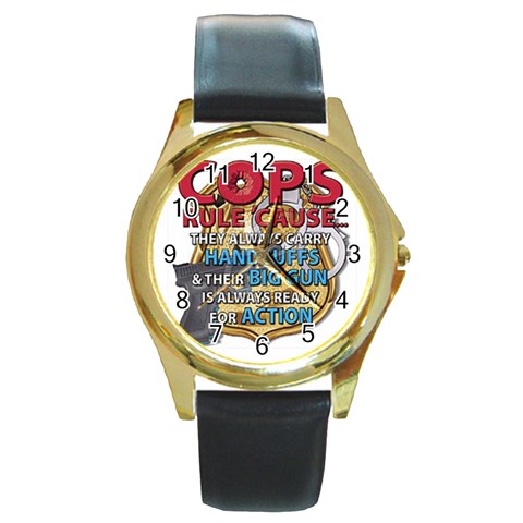 Cops Round Gold Metal Watch from UrbanLoad.com Front