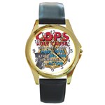 Cops Round Gold Metal Watch