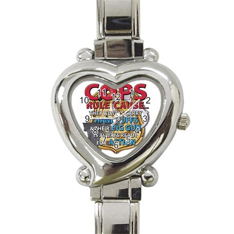 Cops Heart Italian Charm Watch from UrbanLoad.com Front