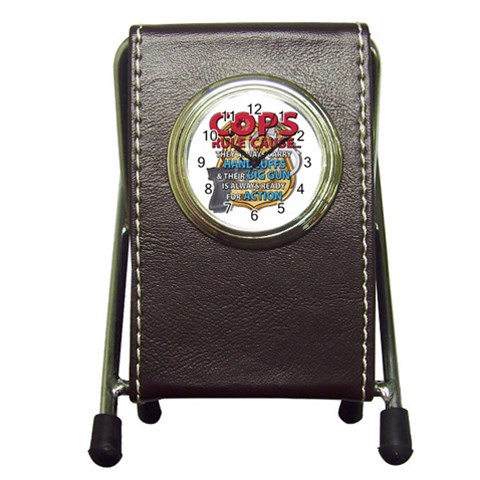 Cops Pen Holder Desk Clock from UrbanLoad.com Front
