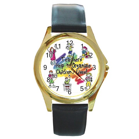 Organize Round Gold Metal Watch from UrbanLoad.com Front