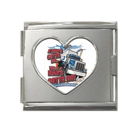 Man Mega Link Heart Italian Charm (18mm) from UrbanLoad.com Front