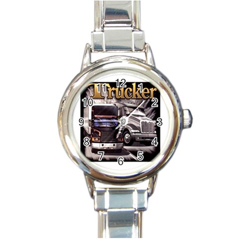 Trucker Round Italian Charm Watch from UrbanLoad.com Front
