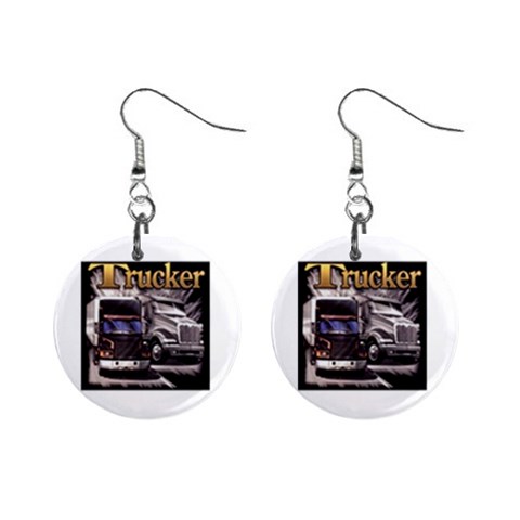 Trucker 1  Button Earrings from UrbanLoad.com Front