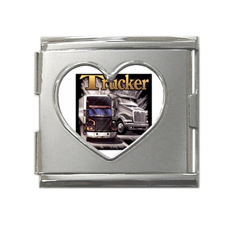 Trucker Mega Link Heart Italian Charm (18mm) from UrbanLoad.com Front