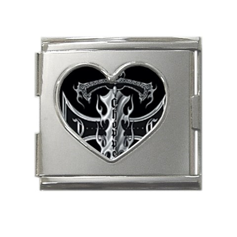 Cross Mega Link Heart Italian Charm (18mm) from UrbanLoad.com Front