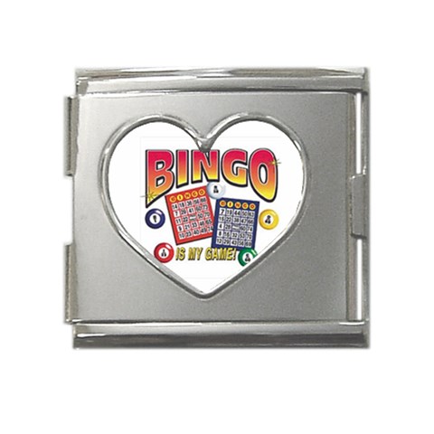 Bingo Game Mega Link Heart Italian Charm (18mm) from UrbanLoad.com Front