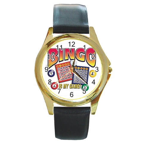 Bingo Game Round Gold Metal Watch from UrbanLoad.com Front