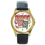 Bingo Game Round Gold Metal Watch