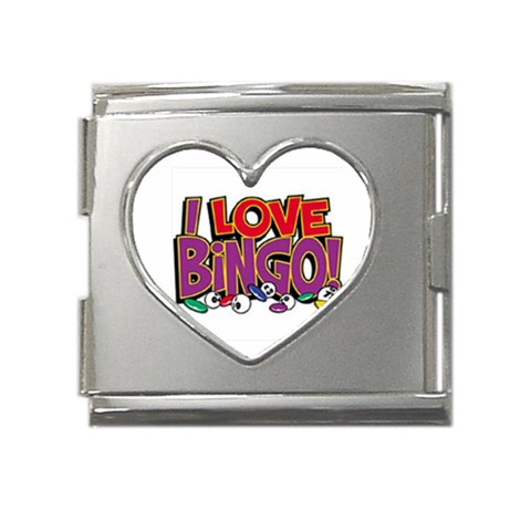 Love Bingo Mega Link Heart Italian Charm (18mm) from UrbanLoad.com Front