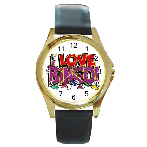 Love Bingo Round Gold Metal Watch from UrbanLoad.com Front
