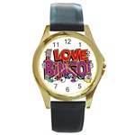 Love Bingo Round Gold Metal Watch