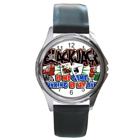 Blackjack Round Metal Watch from UrbanLoad.com Front