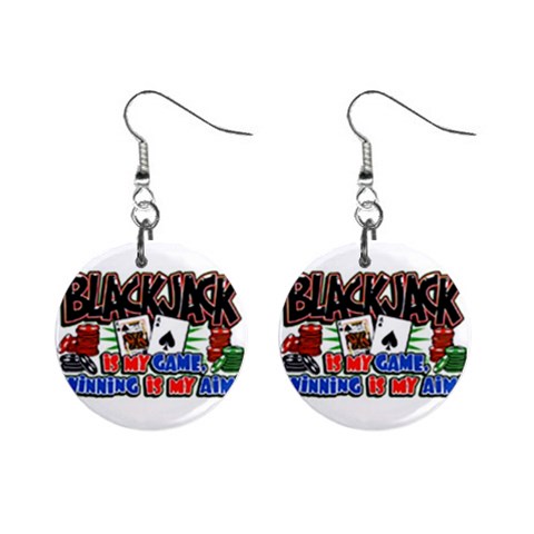 Blackjack 1  Button Earrings from UrbanLoad.com Front